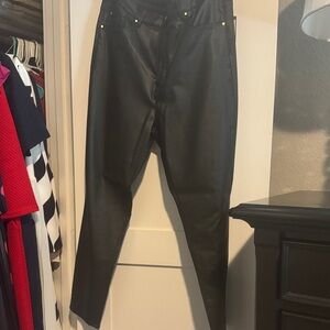 Ann Taylor Black Leather-Style Trousers